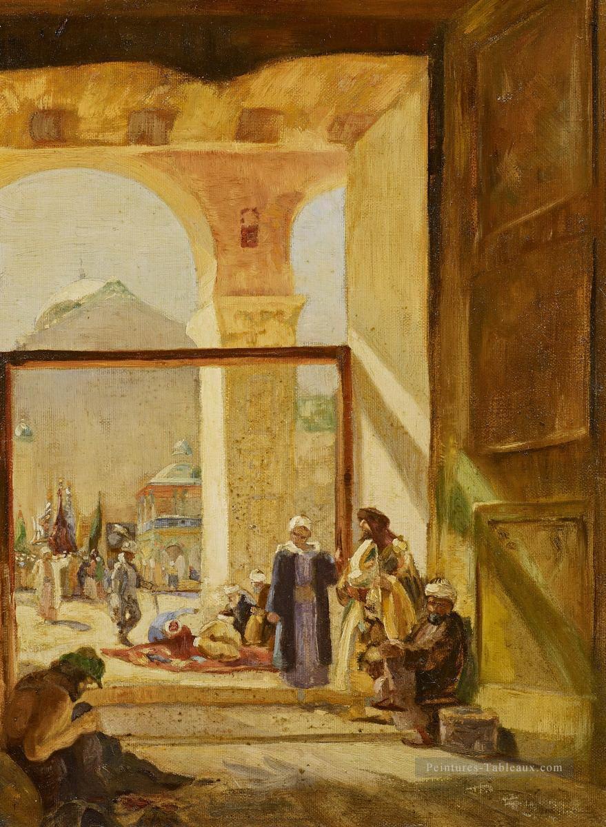Atrium de la mosquée omeyyade à Damas Gustav Bauernfeind orientaliste Peintures à l'huile